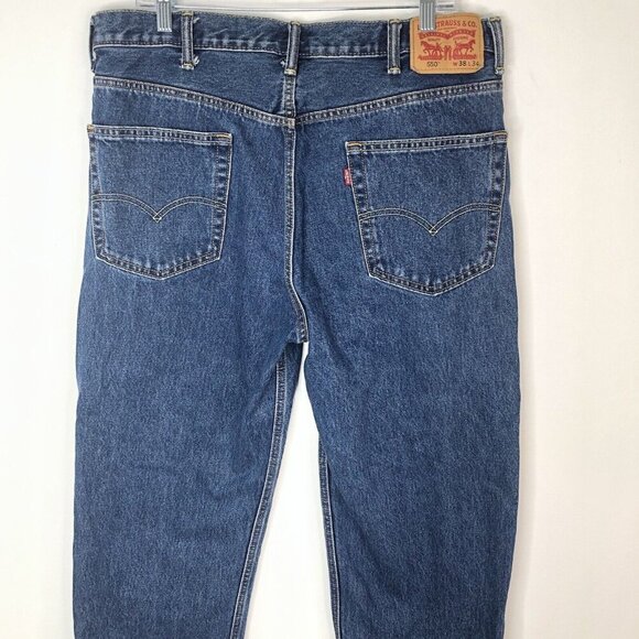Levis Mens Blue Jeans Size 38" x 34" 550 Button Fly Zipper Denim Pants - Picture 6 of 11